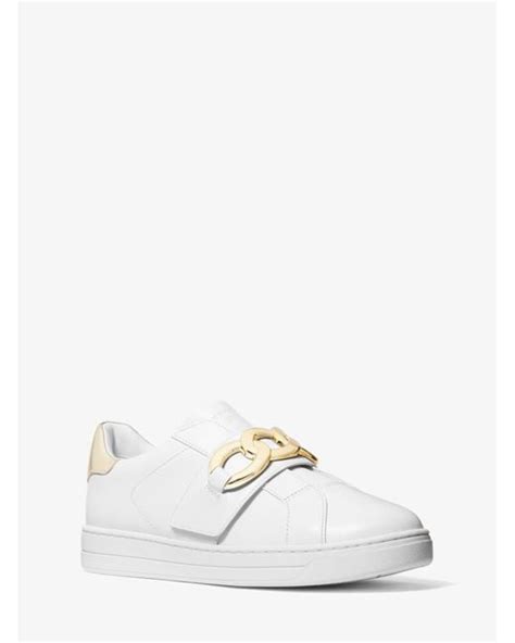 sneaker kenna michael kors|Kenna Chain Link Leather Sneaker .